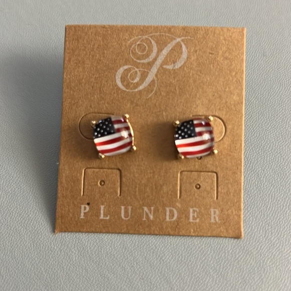 Plunder American Flag Stud Earrings - Picture 2 of 2